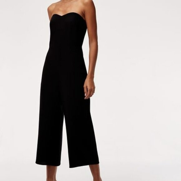 Babaton Roshan Black Strapless Crepe Jumpsuit Chic...